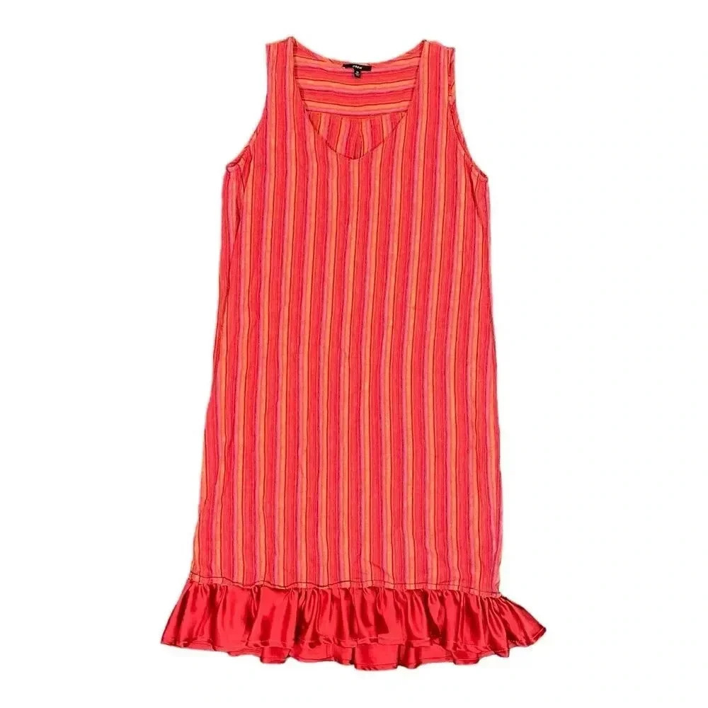 Anthropologie Drew Red Striped Linen Blend Shift Dress M